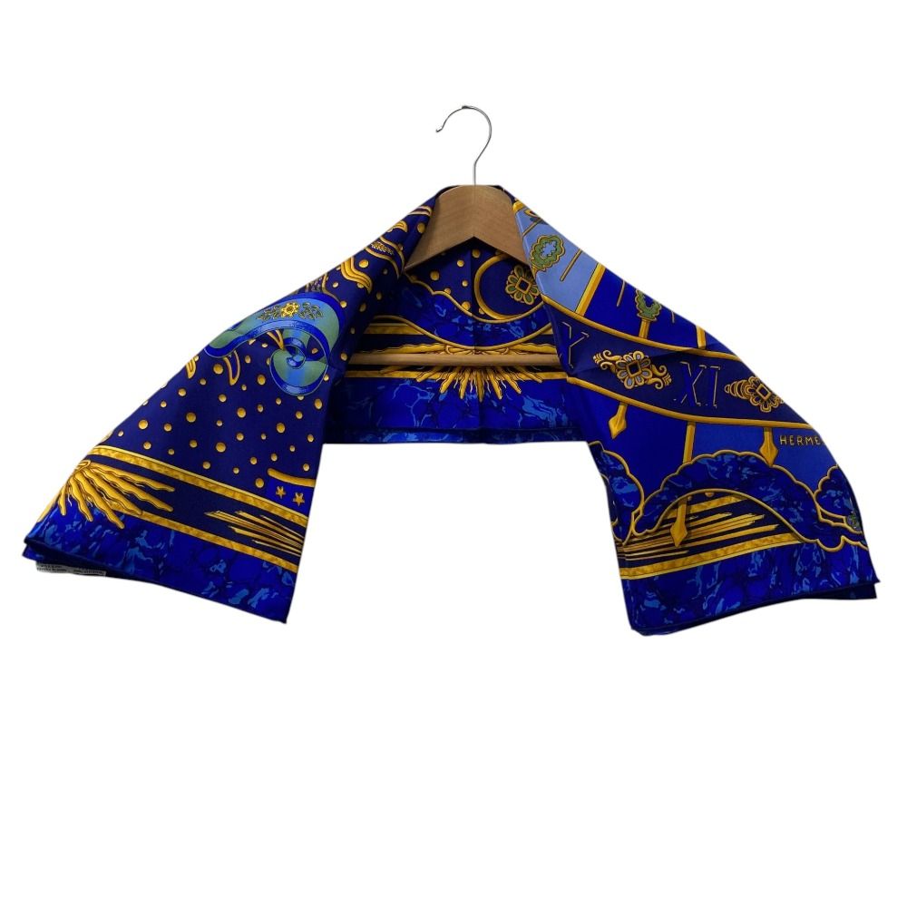 Hermes Carre 90 Carpe Diem Enjoy Your Day Silk Scarf Shawl Blue Multicolor — view 4