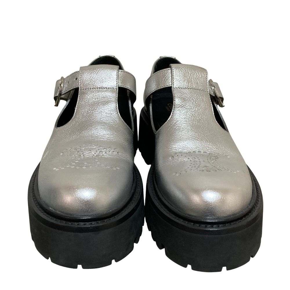 Celine Triomphe T Strap Loafer 37 Silver — view 2