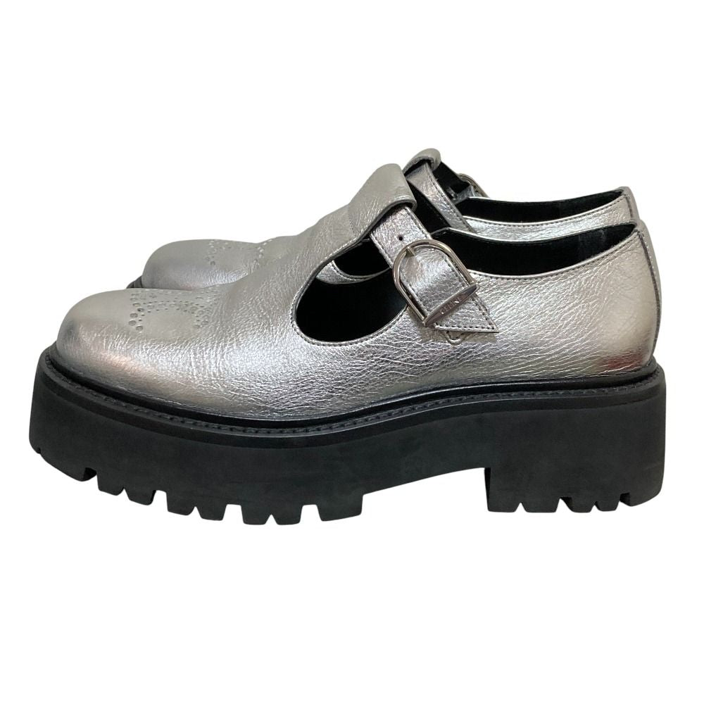 Celine Triomphe T Strap Loafer 37 Silver — view 4