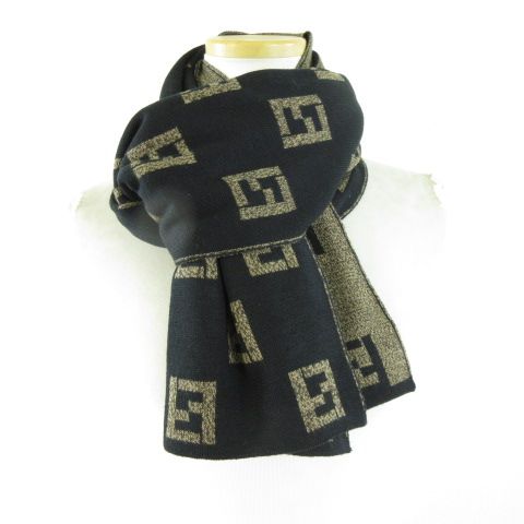 Fendi Scarf Shawl Zucca Pattern Brown Black — view 2