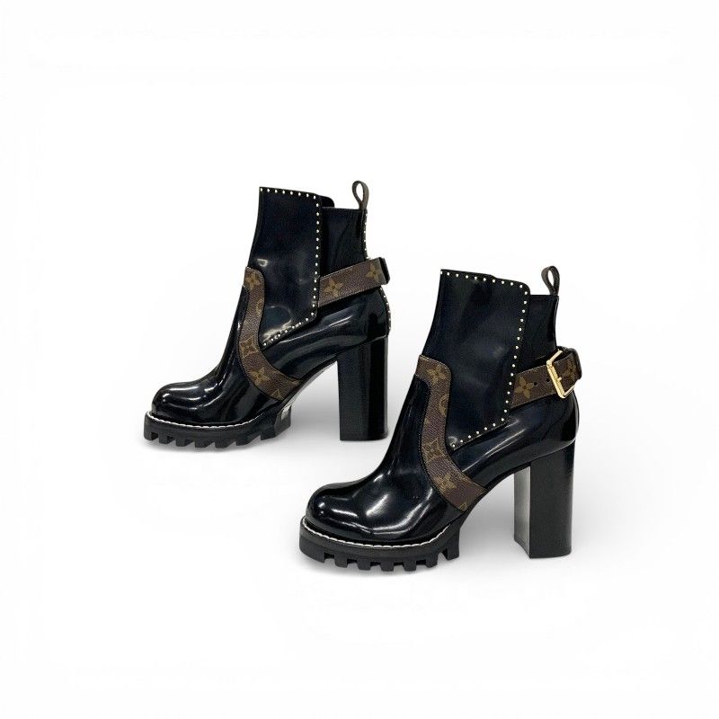 Louis Vuitton Star Trail Line Monogram Boots Short Shoes Leather Black Brown — view 3