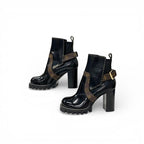 Louis Vuitton Star Trail Line Monogram Boots Short Shoes Leather Black Brown — view 3