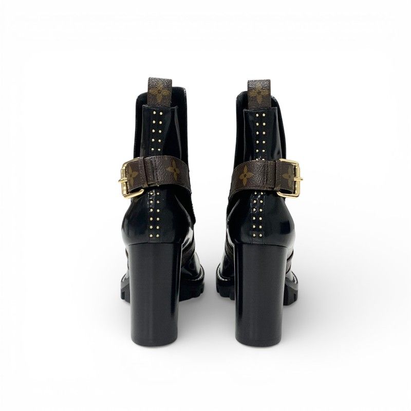 Louis Vuitton Star Trail Line Monogram Boots Short Shoes Leather Black Brown — view 5