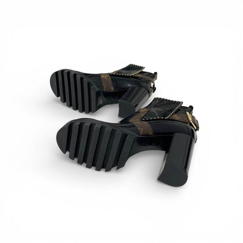 Louis Vuitton Star Trail Line Monogram Boots Short Shoes Leather Black Brown — view 6