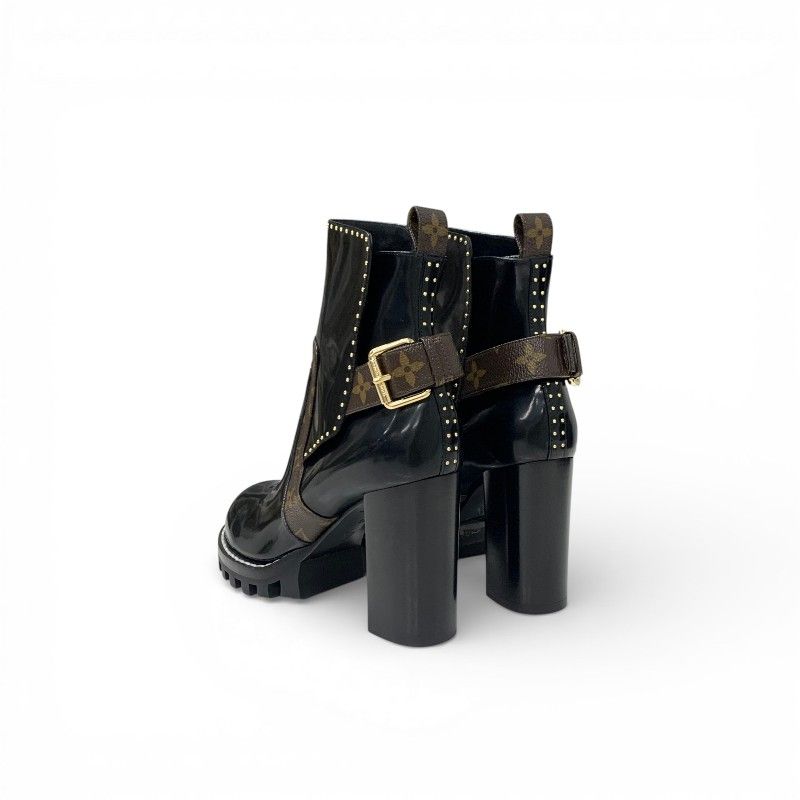 Louis Vuitton Star Trail Line Monogram Boots Short Shoes Leather Black Brown — view 4