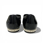 Chanel Flat Shoes Patent Black CC Logo Pearl Opera — view 5