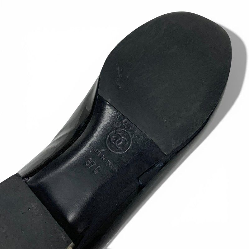 Chanel Flat Shoes Patent Black CC Logo Pearl Opera — view 8