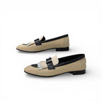 Hermes Royal Loafers Leather Shoes Beige Black White Hhardware Constance Fringe — view 3