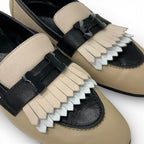 Hermes Royal Loafers Leather Shoes Beige Black White Hhardware Constance Fringe — view 9