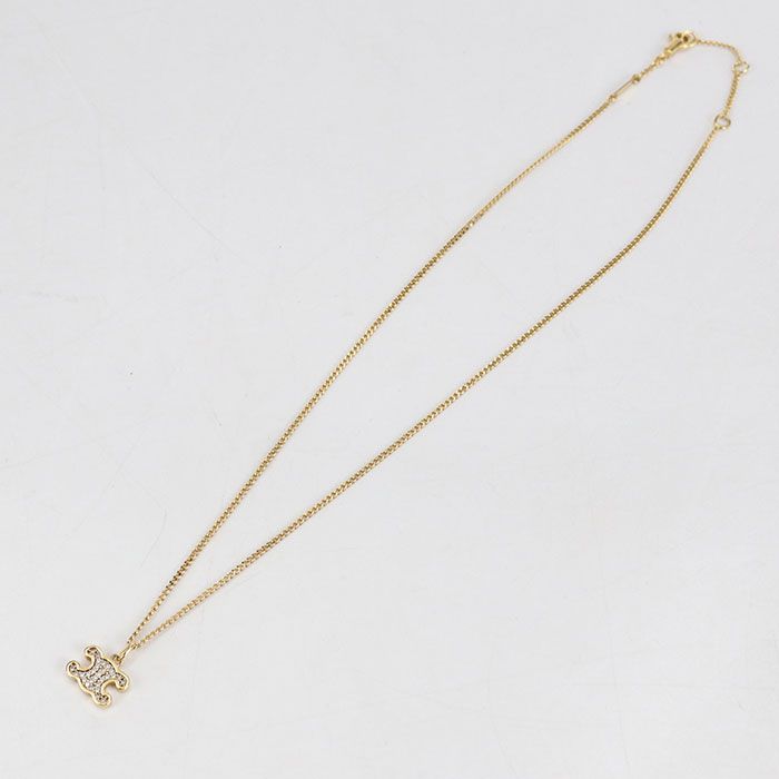 Celine Rhinestone Triomphe Necklace Metal — view 6