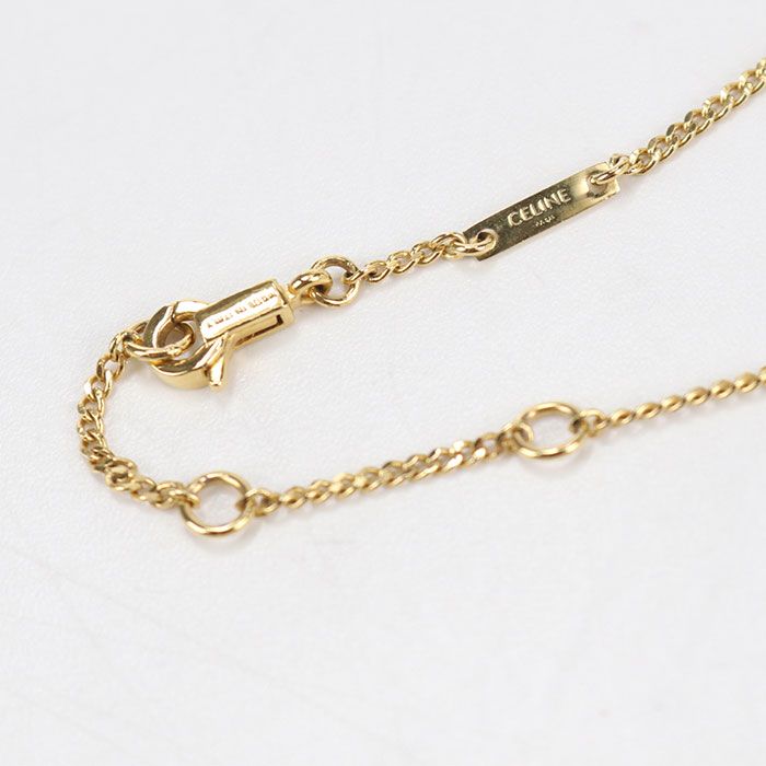 Celine Rhinestone Triomphe Necklace Metal — view 4