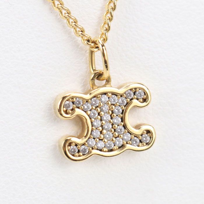 Celine Rhinestone Triomphe Necklace Metal — view 2