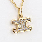 Celine Rhinestone Triomphe Necklace Metal — view 2