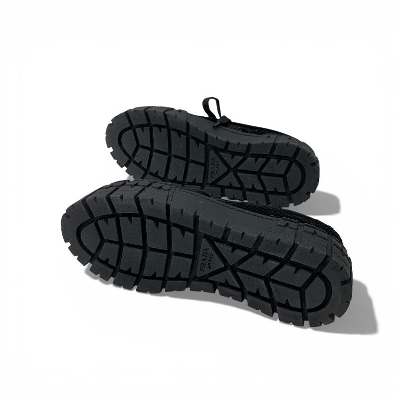 Prada Sneakers Shoes Sequins Black Logo Double Wheels — view 6