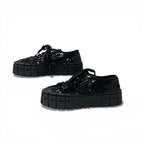 Prada Sneakers Shoes Sequins Black Logo Double Wheels — view 3