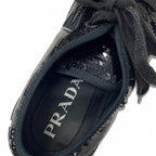 Prada Sneakers Shoes Sequins Black Logo Double Wheels — view 7