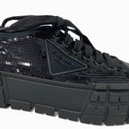 Prada Sneakers Shoes Sequins Black Logo Double Wheels — view 9