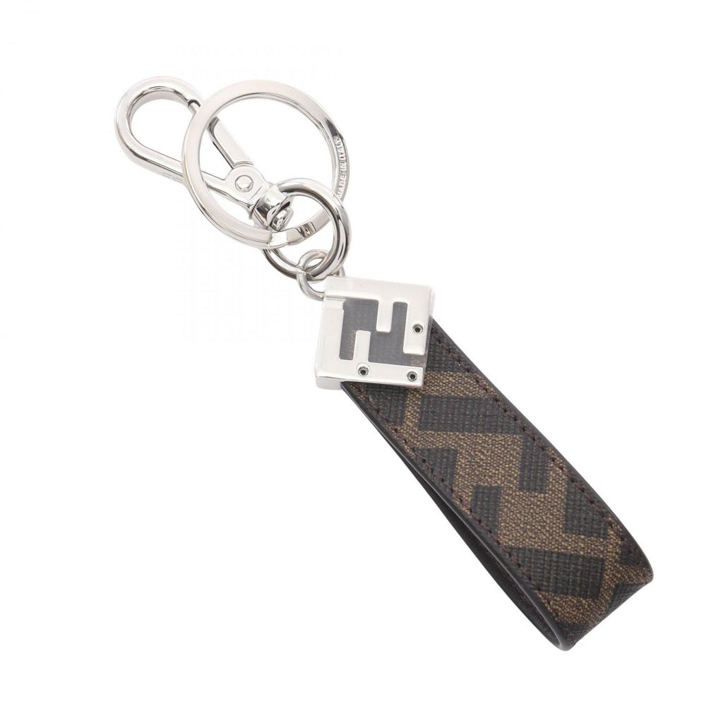 Fendi Key Holder FF Square Zucca Dark Brown Canvas Key — view 2