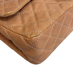 Chanel Chain Turnlock Double Flap 25 Quilted Lambskin Shoulder Bag Beige — view 3