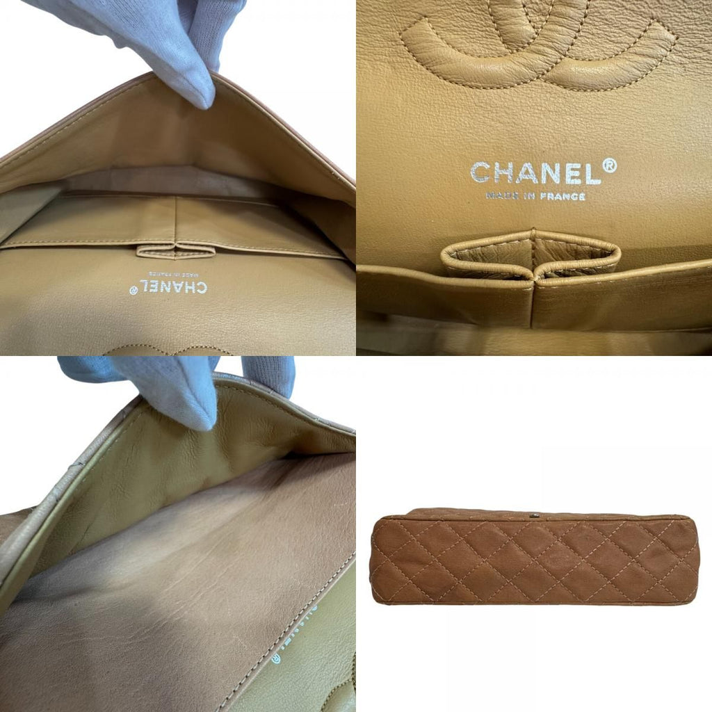 Chanel Chain Turnlock Double Flap 25 Quilted Lambskin Shoulder Bag Beige — view 7