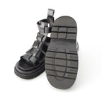 Bottega Veneta Leather Lug Flat Brushed Calf Strap Sandals Black 36 — view 5