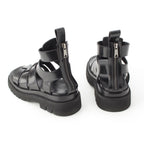 Bottega Veneta Leather Lug Flat Brushed Calf Strap Sandals Black 36 — view 4