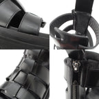 Bottega Veneta Leather Lug Flat Brushed Calf Strap Sandals Black 36 — view 9