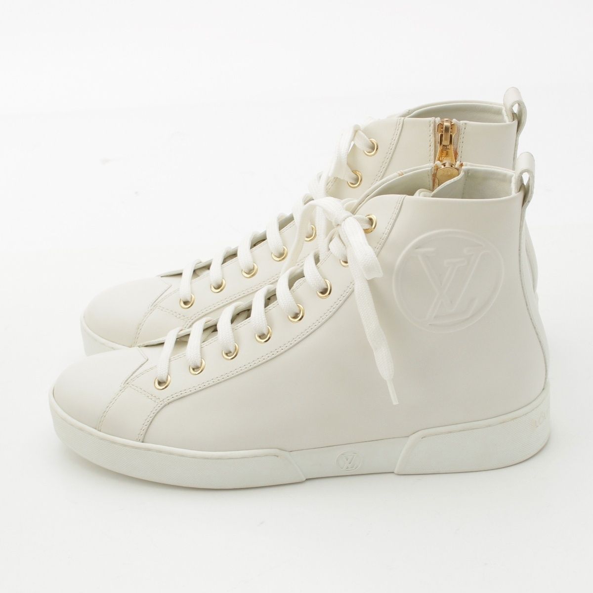 Louis Vuitton Stella Line Leather High Cut Sneakers Shoes White 37 — view 3