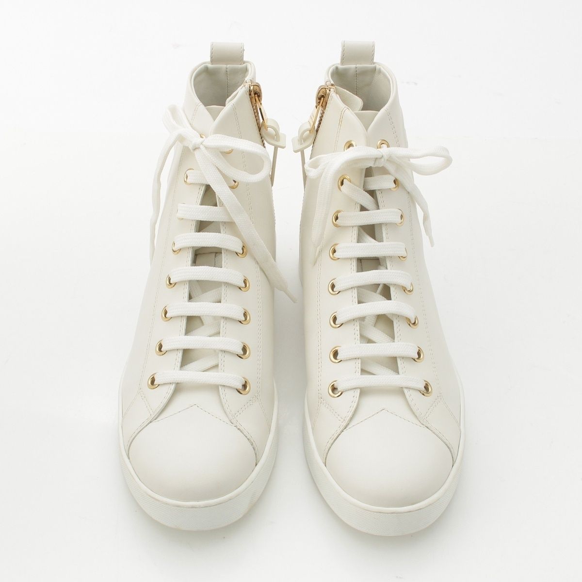 Louis Vuitton Stella Line Leather High Cut Sneakers Shoes White 37 — view 2