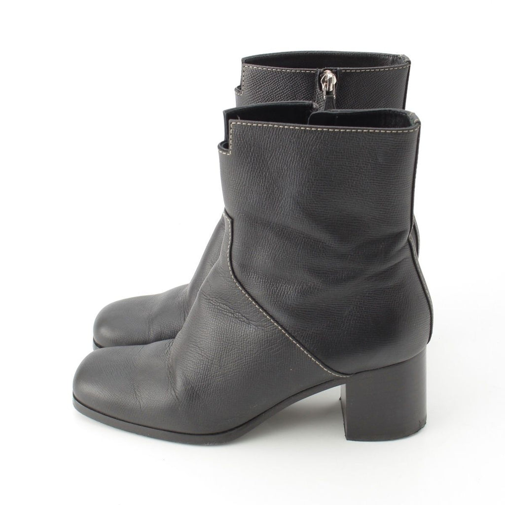 Hermes Leather Flats 60 Side Zip Boots Shoes Black 39 — view 3