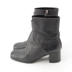 Hermes Leather Flats 60 Side Zip Boots Shoes Black 39 — view 3