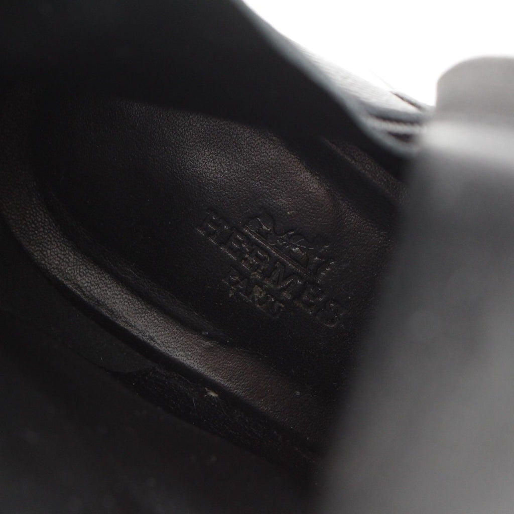 Hermes Leather Flats 60 Side Zip Boots Shoes Black 39 — view 7