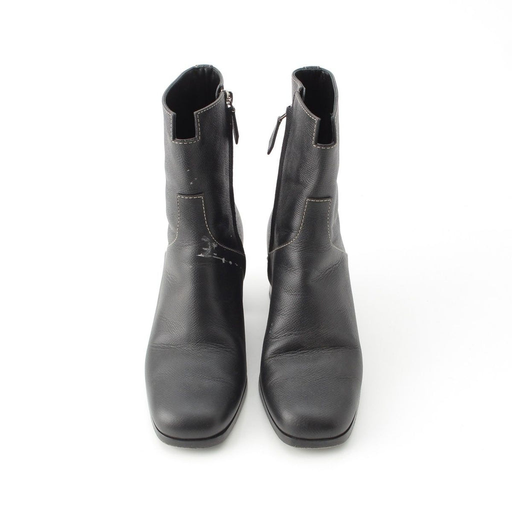 Hermes Leather Flats 60 Side Zip Boots Shoes Black 39 — view 2