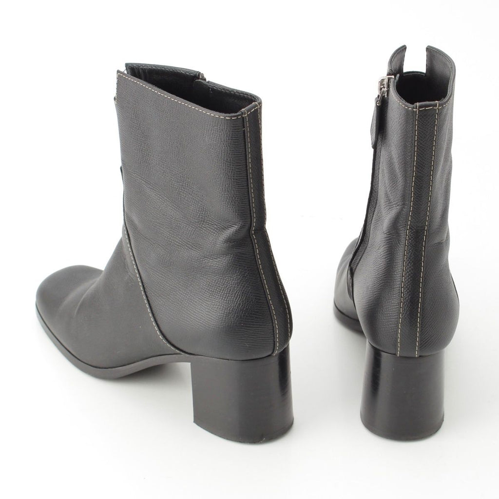 Hermes Leather Flats 60 Side Zip Boots Shoes Black 39 — view 4