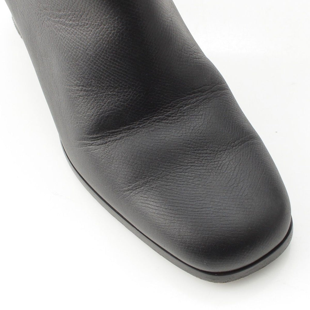 Hermes Leather Flats 60 Side Zip Boots Shoes Black 39 — view 6