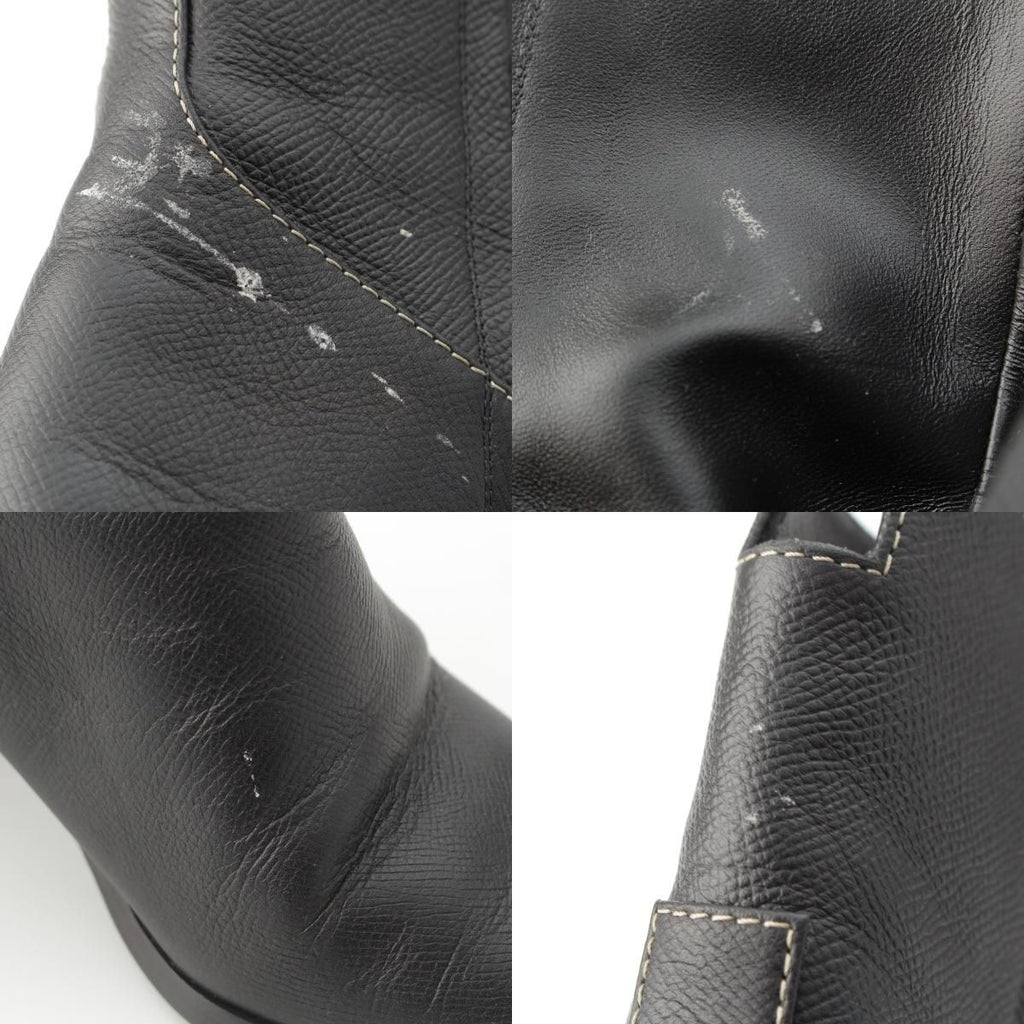 Hermes Leather Flats 60 Side Zip Boots Shoes Black 39 — view 9