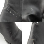 Hermes Leather Flats 60 Side Zip Boots Shoes Black 39 — view 9