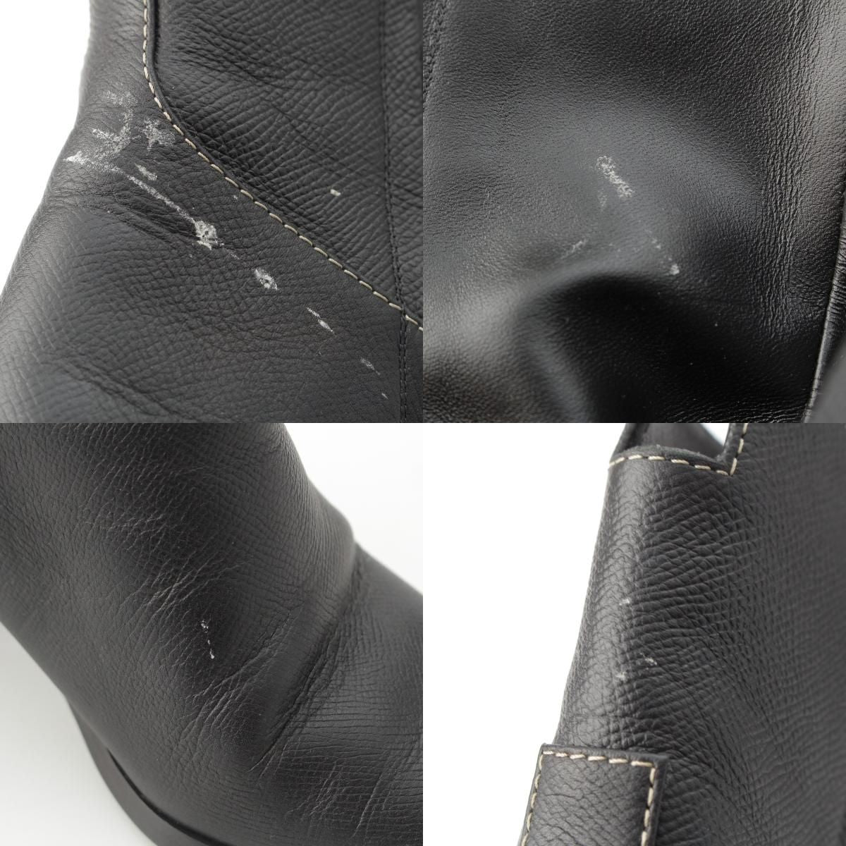 Hermes Leather Flats 60 Side Zip Boots Shoes Black 39 — view 9