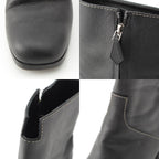 Hermes Leather Flats 60 Side Zip Boots Shoes Black 39 — view 8