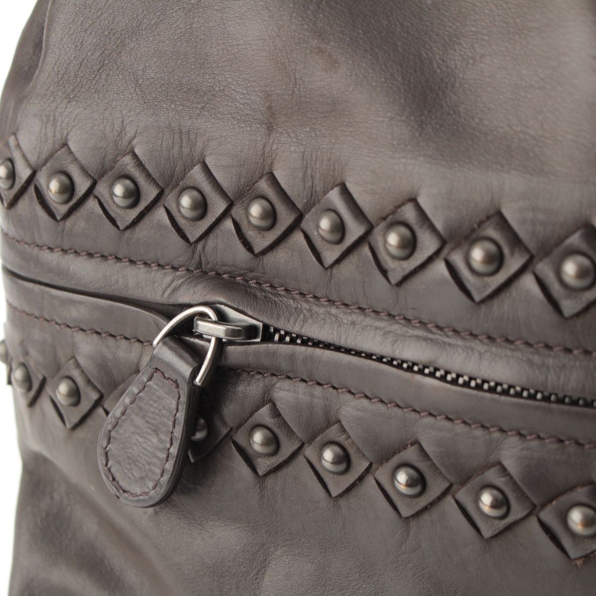 Bottega Veneta Leather Studded Handbag Black — view 8