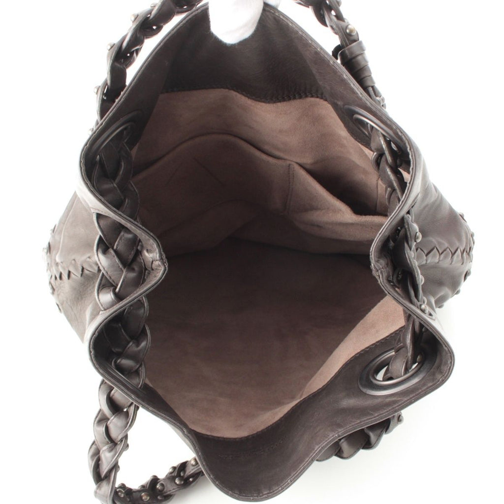 Bottega Veneta Leather Studded Handbag Black — view 6
