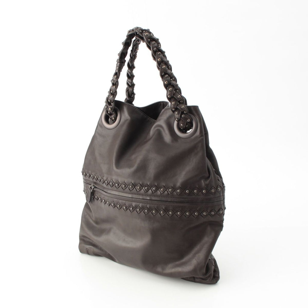 Bottega Veneta Leather Studded Handbag Black — view 2