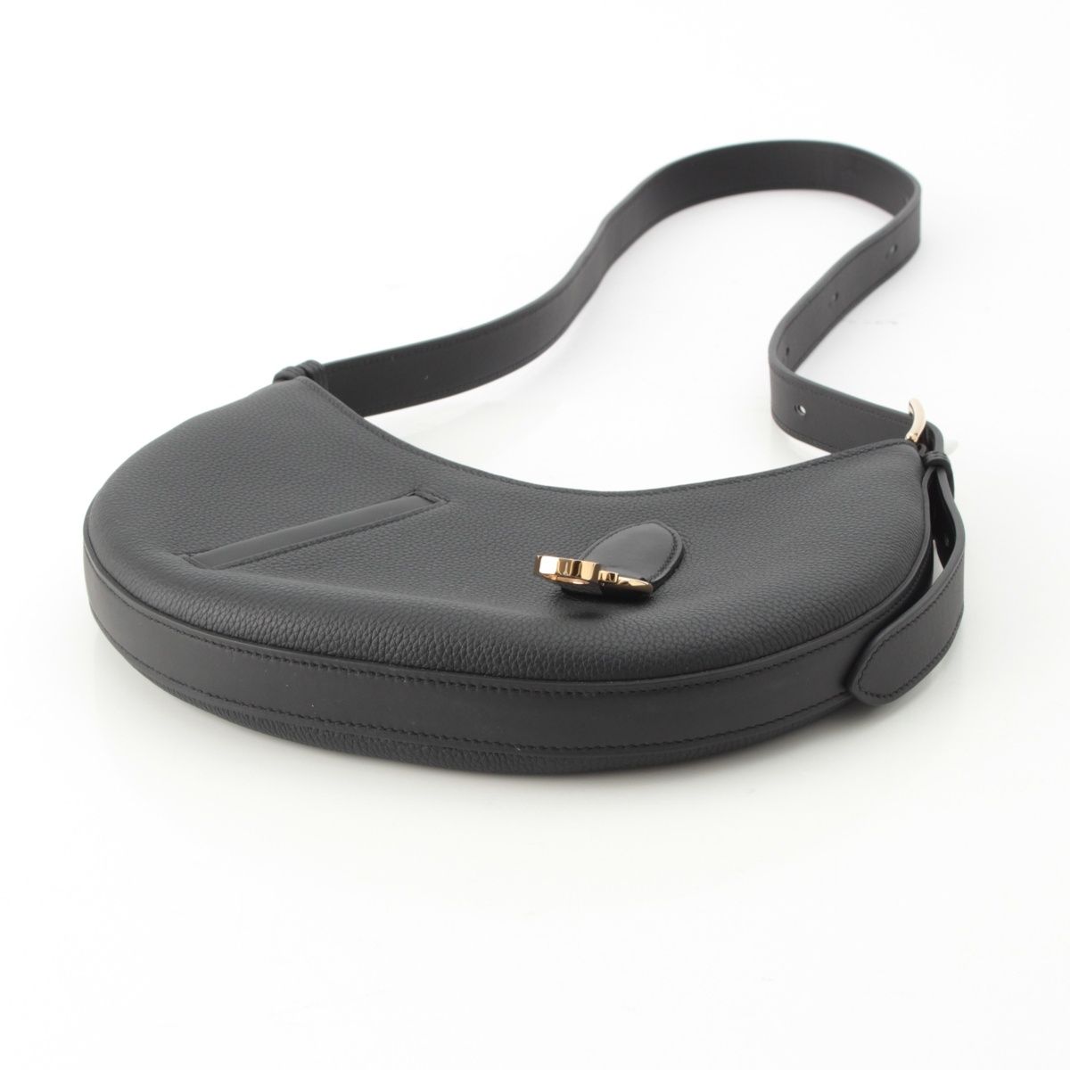 Hermes Petit Arson Togo Swift Gold Shoulder Bag Black — view 6