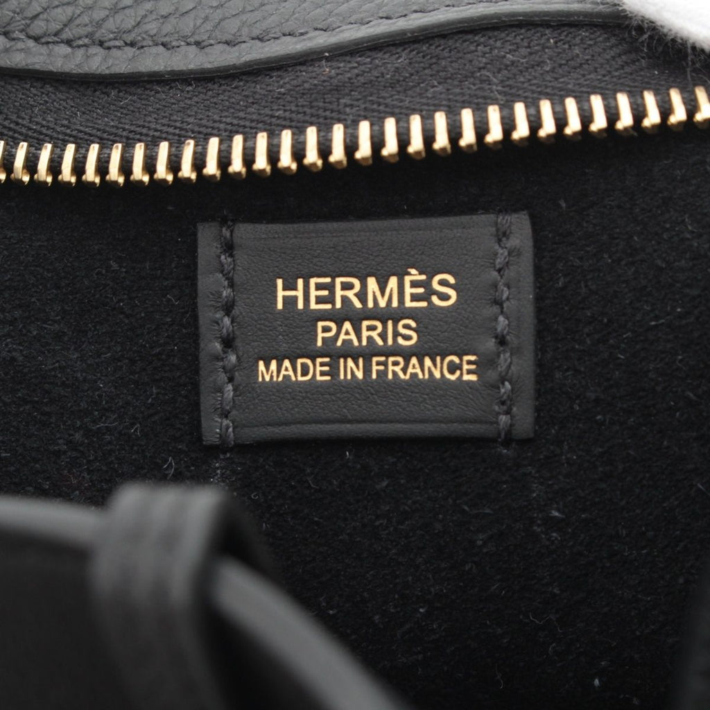 Hermes Petit Arson Togo Swift Gold Shoulder Bag Black — view 8