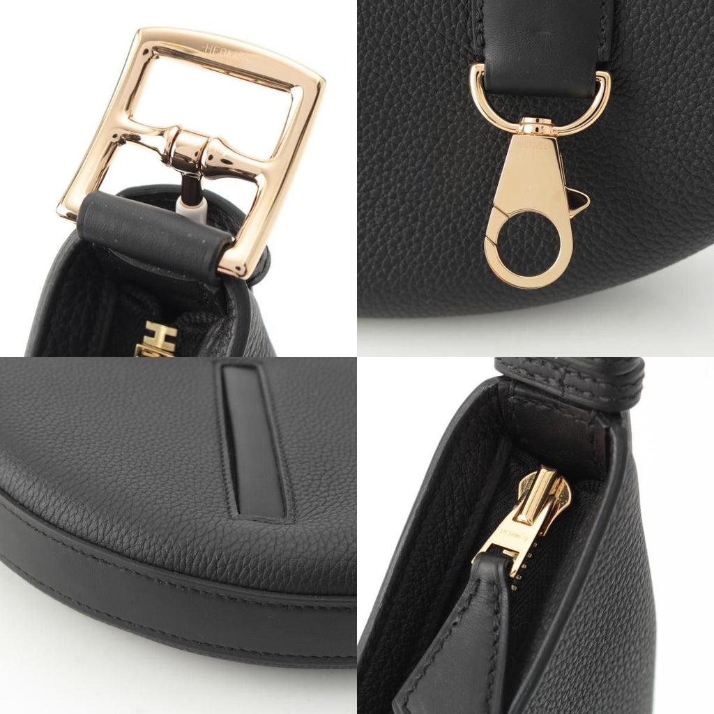Hermes Petit Arson Togo Swift Gold Shoulder Bag Black — view 9