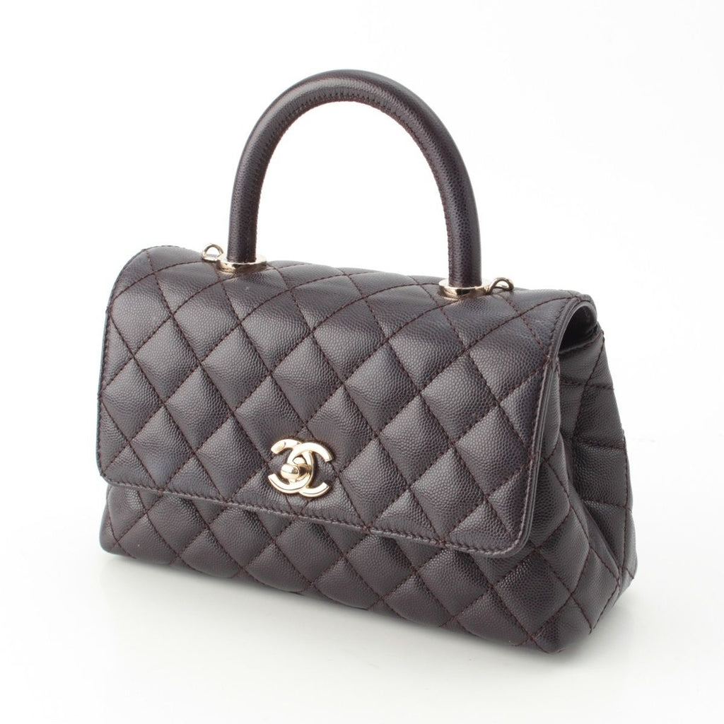 Chanel Coco Handle 24 XS Caviar Leather 2-Way Handbag Gold Brown — view 2
