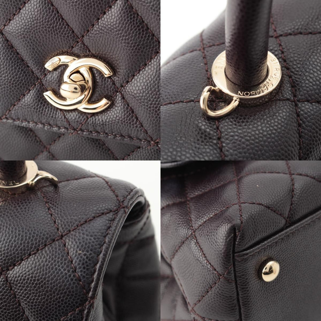 Chanel Coco Handle 24 XS Caviar Leather 2-Way Handbag Gold Brown — view 8