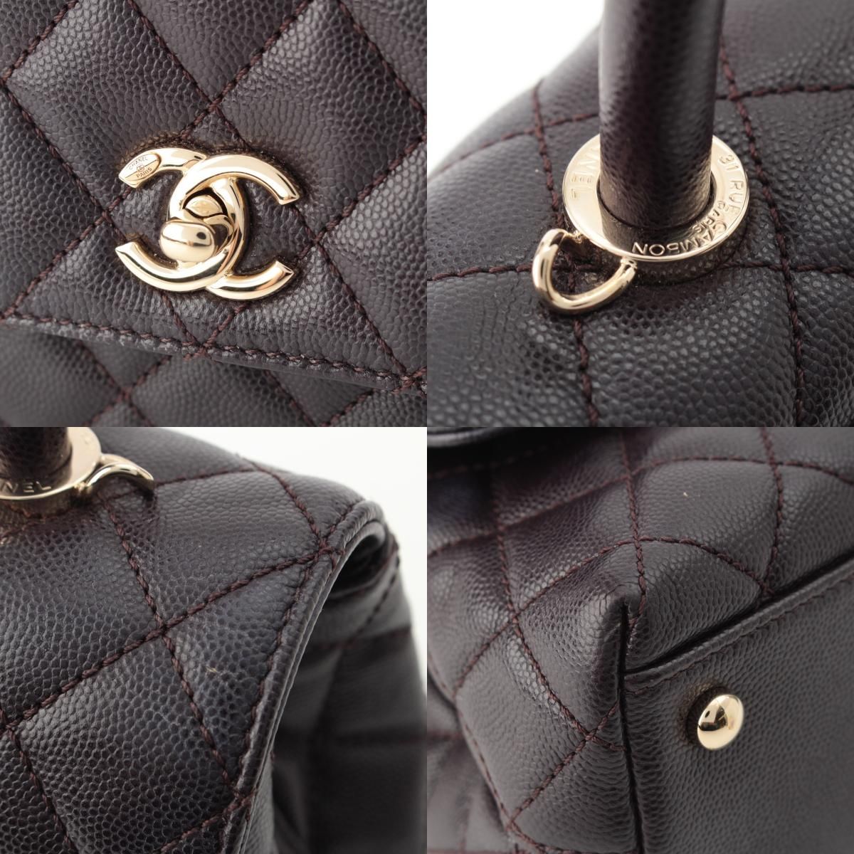 Chanel Coco Handle 24 XS Caviar Leather 2-Way Handbag Gold Brown — view 8