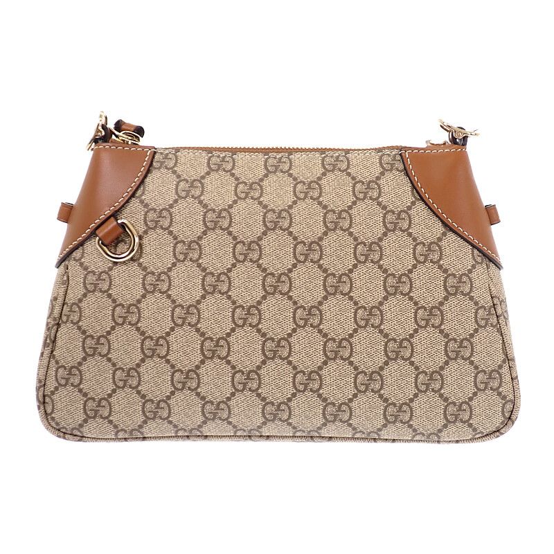 Gucci GG Emblem Small Faeaa 2-Way Shoulder Bag Leather Brown Gold — view 4