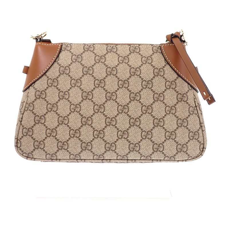 Gucci GG Emblem Small Faeaa 2-Way Shoulder Bag Leather Brown Gold — view 3